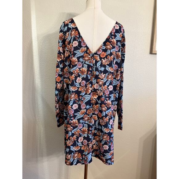 HALOGEN Sheath Dress | Floral Long Sleeve Mini Exposed Back Zipper | XL | NWT - Picture 3 of 10